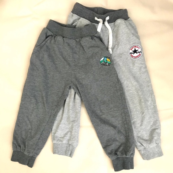 Bundle: 2 Kids grey long jogger pants size 4T (110) - Picture 1 of 9